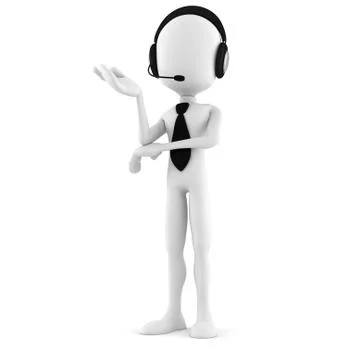 3d man call center offering support Stock Illustration