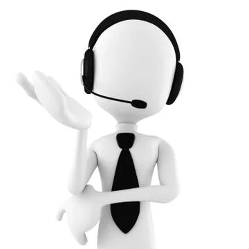 3d man call center offering support Stock Illustration