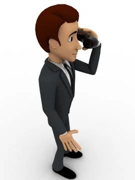 3d man calling with telephonic reciever concept Stock Illustration