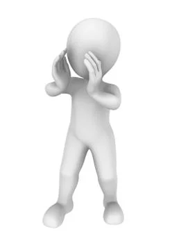 3d man calls using hands. Stock Illustration