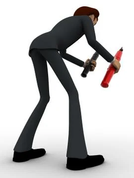 3d man can not choose from black and red pen concept Stock Illustration