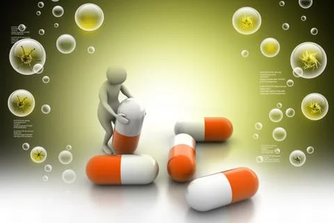 3d man with capsule Stock Illustration