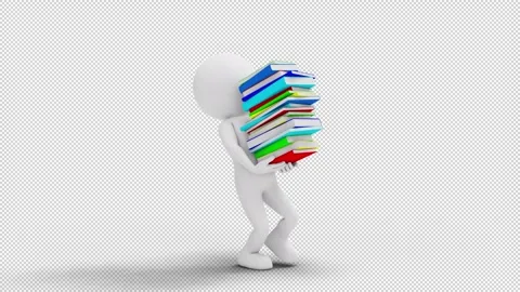 3D Man Carrying Books in a Loop with transparent (alpha) background Stock Footage 249612540