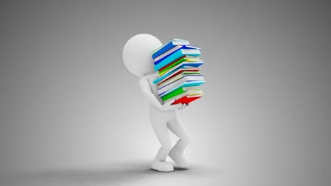 3D Man Carrying Books in a Loop Stock Footage 249614763