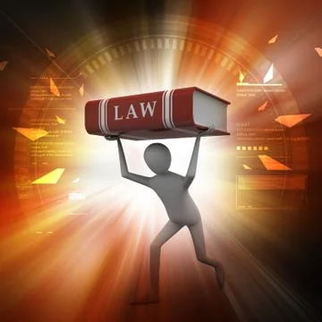 3d man carrying the law text Stock Illustration