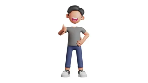 3d man character doing a thumbs up gesture Stock Footage 219593083