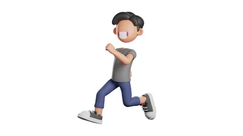 3d man character with a running pose Stock Footage 219593092
