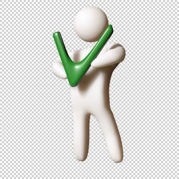 3D man with check mark Stock Illustration