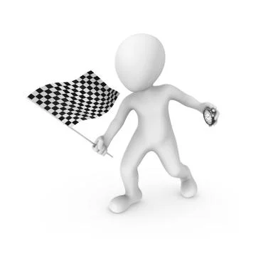 3d man with checkered flag. 3d rendered illustration. Stock Illustration