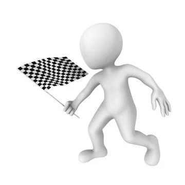 3d man with checkered flag Stock Illustration