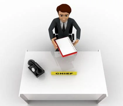 3d man checking paper on office table concept Stock Illustration