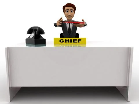 3d man checking paper on office table concept Stock Illustration