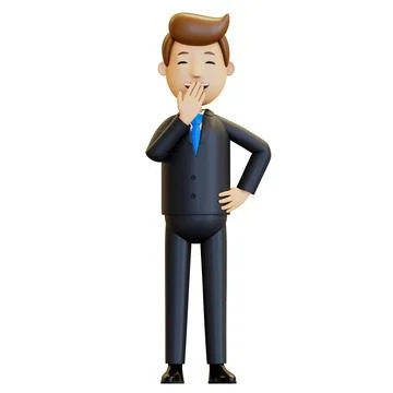 3d man. A cheerful office worker quietly laughs at a joke. イラスト素材