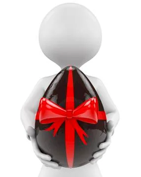 3d man with chocolate easter egg Stock Illustration