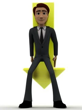 3d man choose from three different path and on arrow concept Stock Illustration