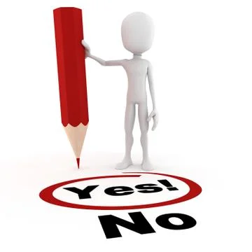 3d man chooseing between yes and no Stock Illustration