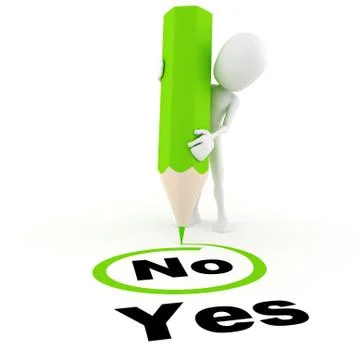 3d man chooseing between yes and no Stock Illustration