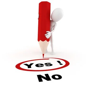 3d man chooseing between yes and no Stock Illustration