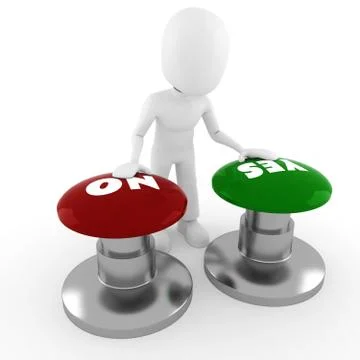 3d man chooseing between yes or no Stock Illustration