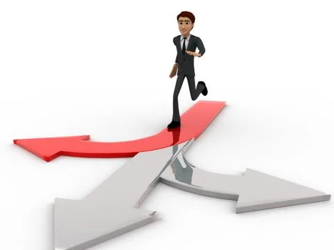 3d man chossing the right path / different path concept Stock Illustration