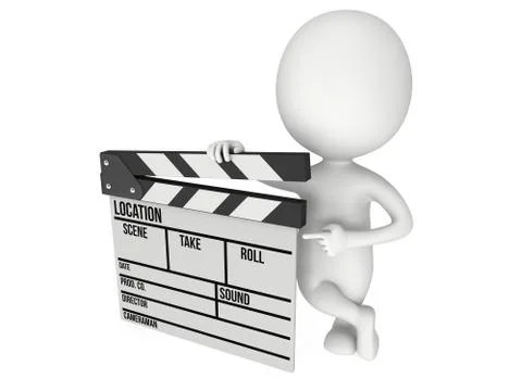 3D man with cinema clapperboard 스톡 일러스트