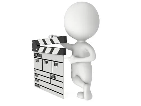 3D man with cinema clapperboard Stock Illustration