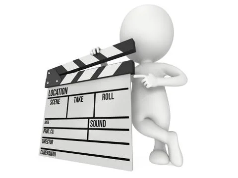 3D man with cinema clapperboard Stock Illustration