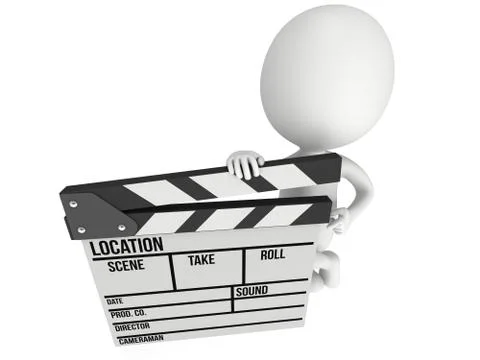3D man with cinema clapperboard 스톡 일러스트