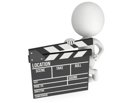 3D man with cinema clapperboard 스톡 일러스트