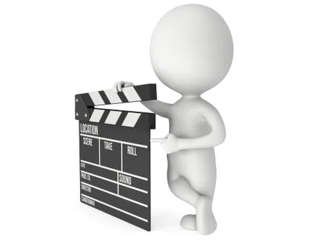 3D man with cinema clapperboard 스톡 일러스트