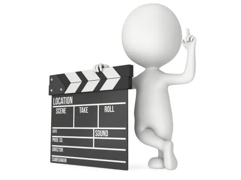 3D man with cinema clapperboard Stock Illustration