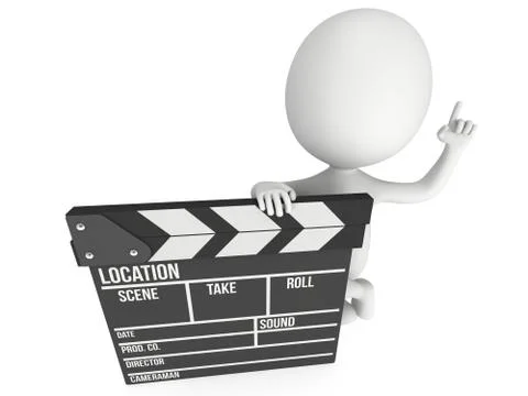 3D man with cinema clapperboard 스톡 일러스트