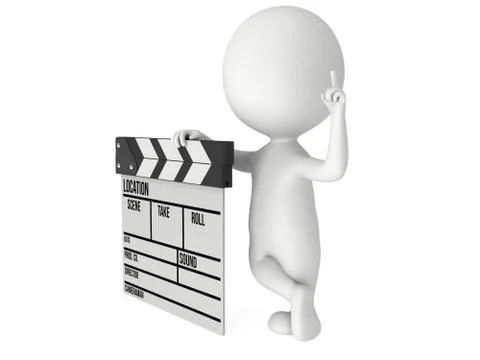 3D man with cinema clapperboard 스톡 일러스트
