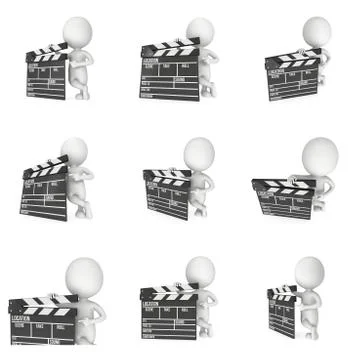 3D man with cinema clapperboard イラスト素材