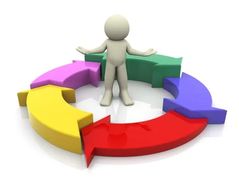 3d man in circular chart Stock Illustration