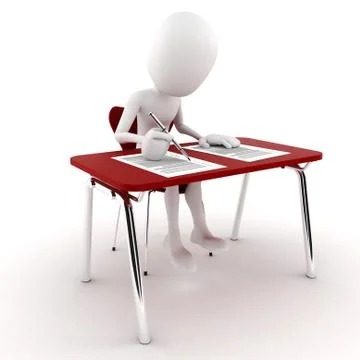 3d man in classroom, exam test Stock Illustration