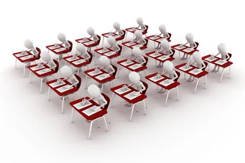 3d man in classroom, exam test Stock Illustration