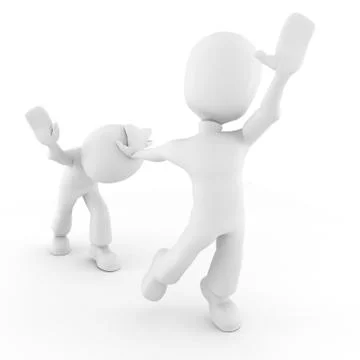 3d man competing to reach some imaginary object Illustrazione stock