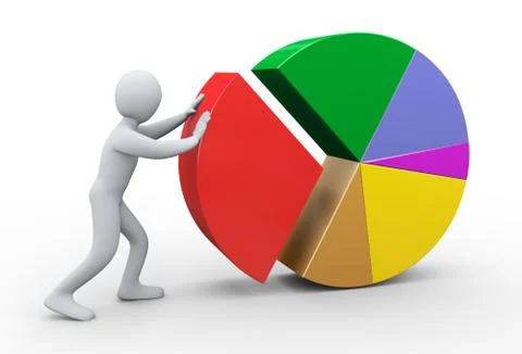 3d man completing pie chart Stock Illustration
