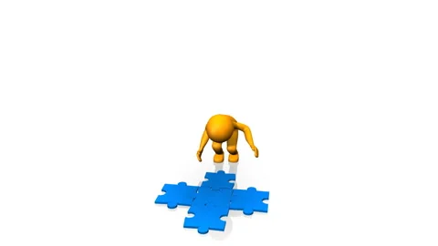 3D man completing a puzzle Stock Footage 311036746