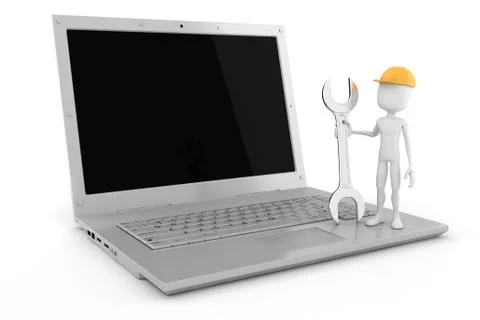 3d man computer administrator Stock Illustration