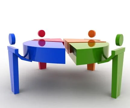 3d man connecting pie graph concept Stock Illustration