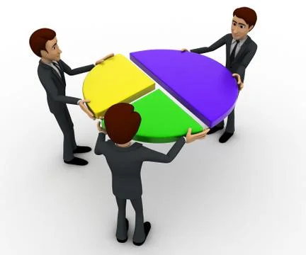 3d man connecting pie graph concept Stock Illustration