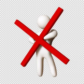 3D man with cross mark Stock Illustration