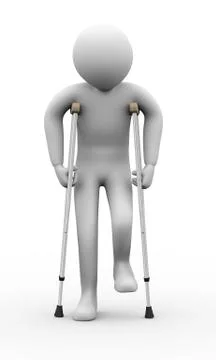 3d man with crutches Stock Illustration