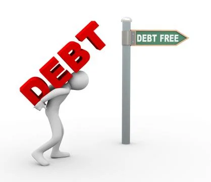 3d man debt free zone Stock Illustration