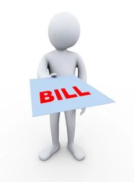 3d man delivering bill Stock Illustration