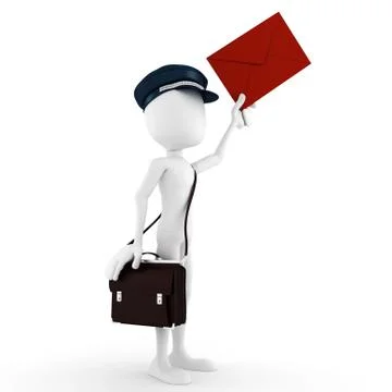 3d man delivering the mail Stock Illustration