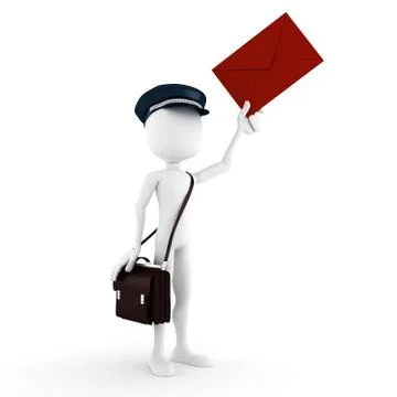 3d man delivering the mail Stock Illustration