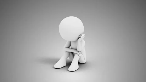 3D Man Depressed in a loop Stock Footage 249614632